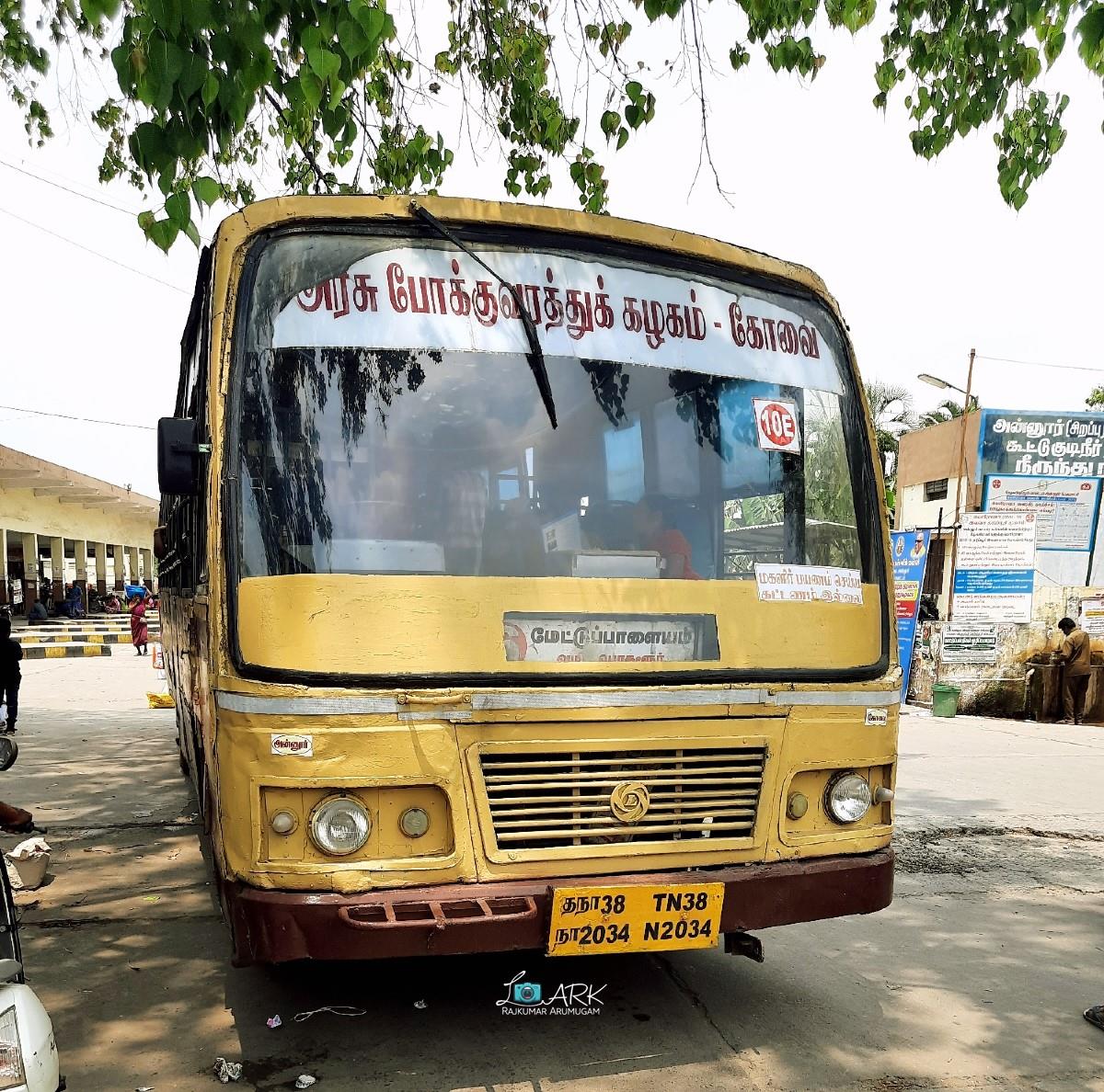 TNSTC TN 38 N 2034 Town Bus Number #10E Mettupalayam - Annur Bus Timings