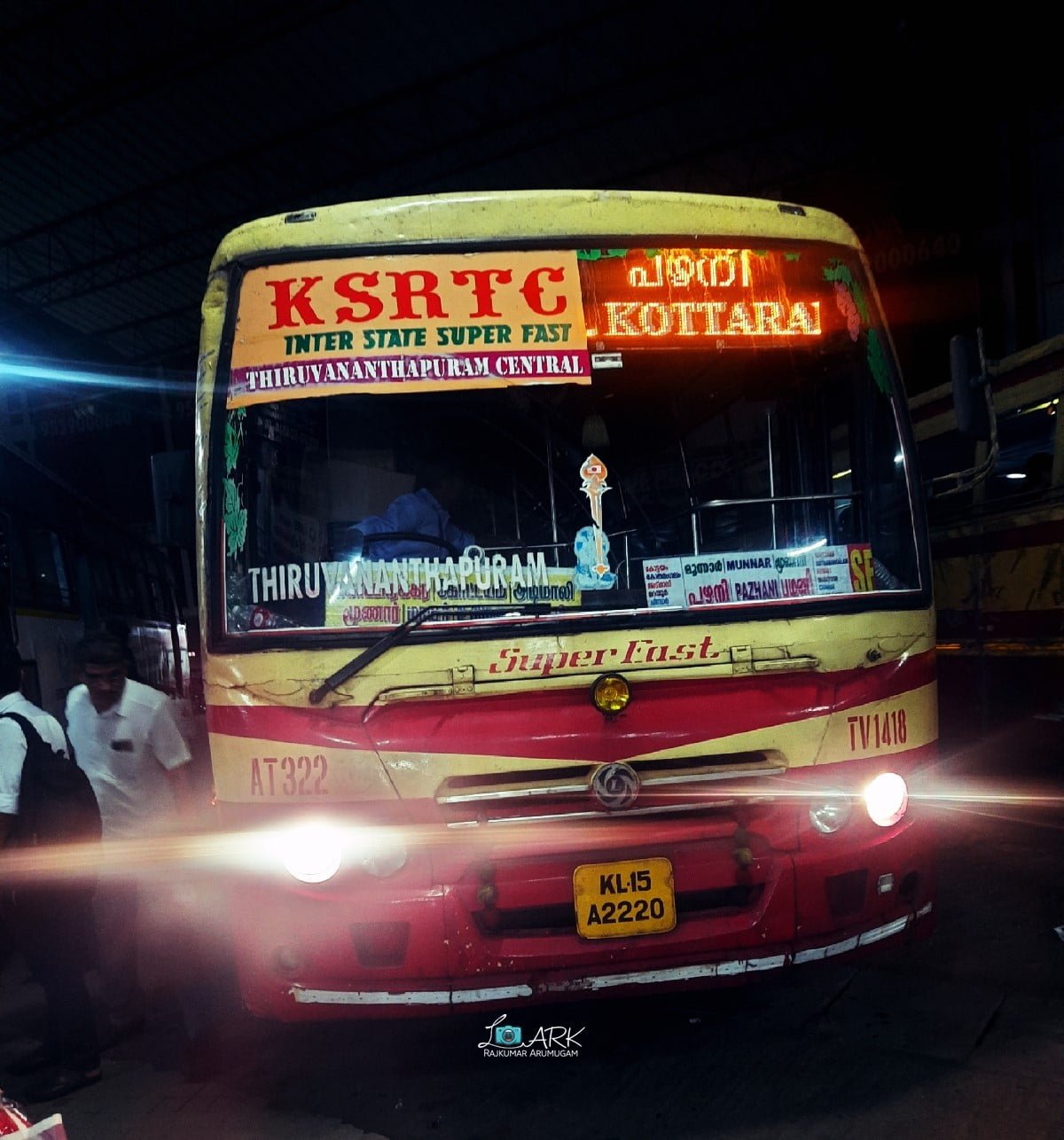 KSRTC AT 322 Thiruvananthapuram - Munnar - Palani Bus Timings