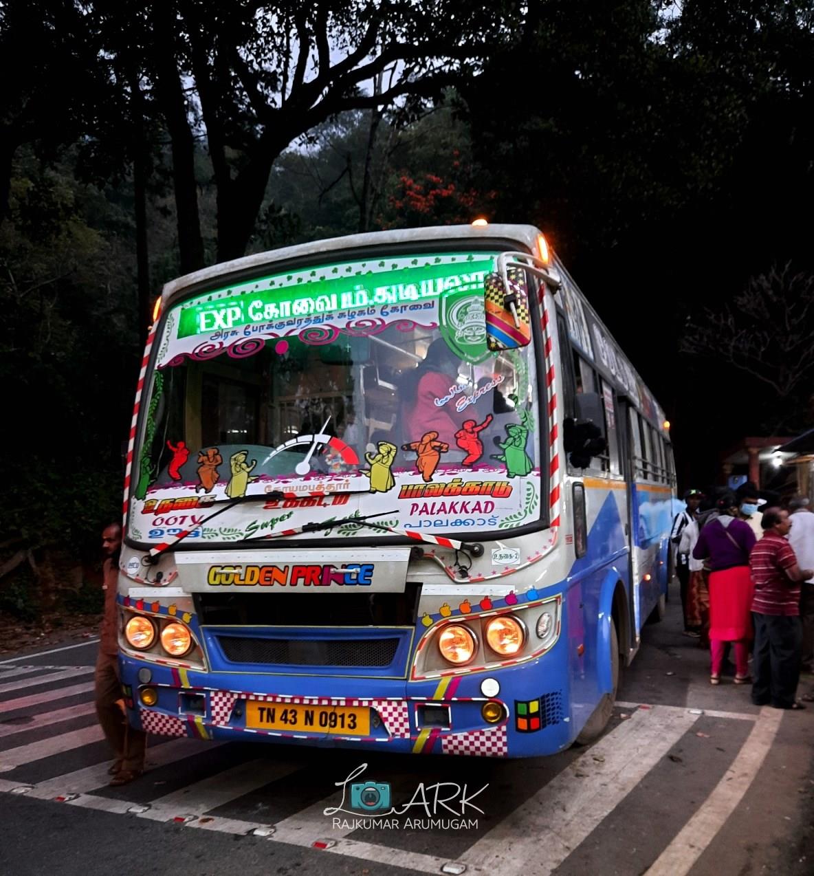 TNSTC TN 43 N 0913 Gudalur - Ooty - Palakkad Bus Timings