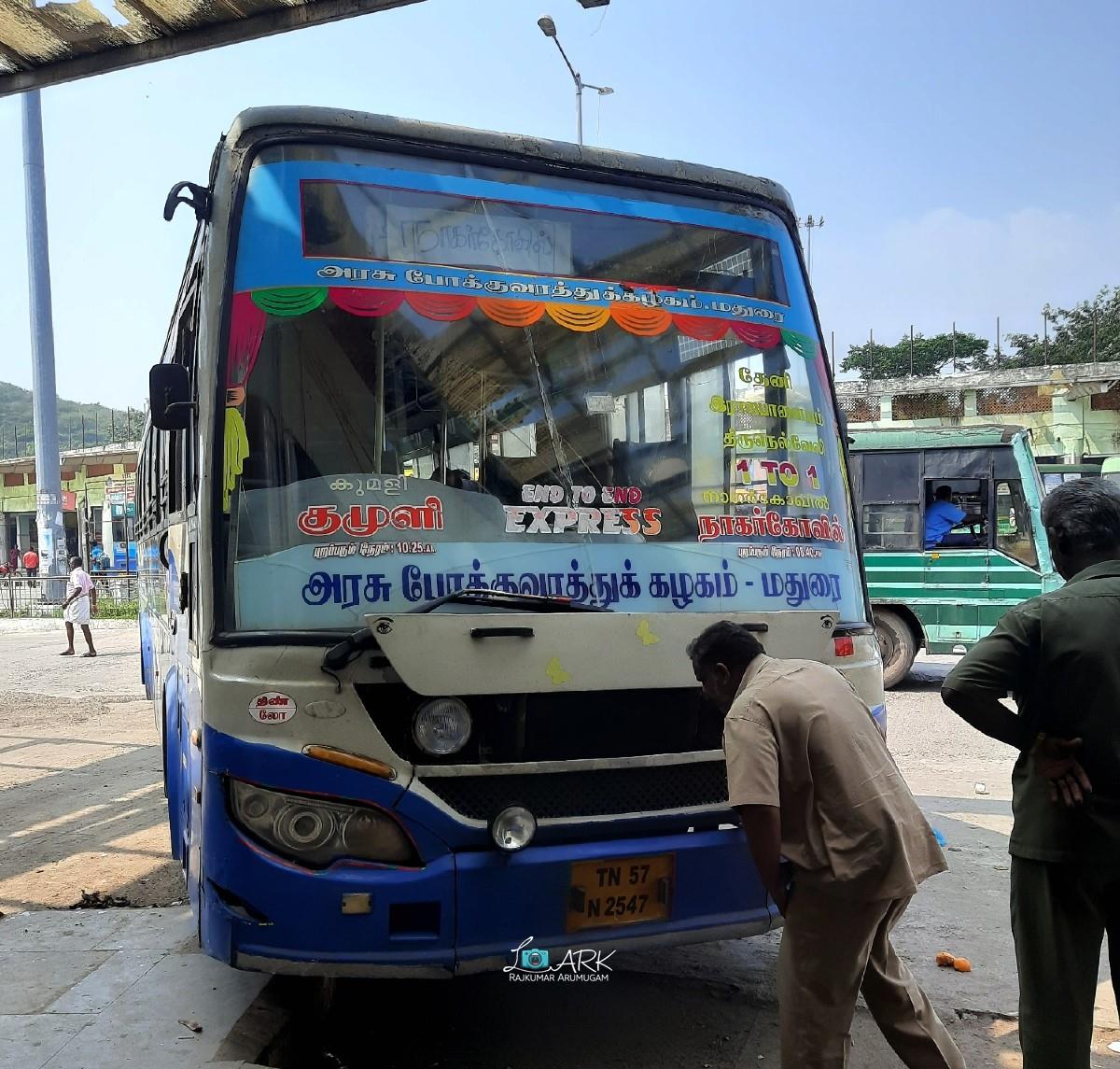 TNSTC TN 57 N 2547 Nagercoil to Kumily Bus Timings