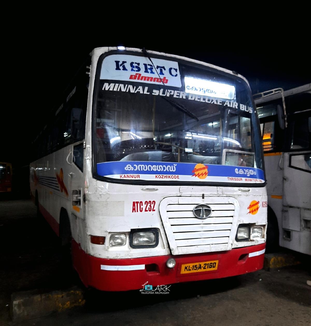 KSRTC Minnal ATC 232 Kasaragod to Kottayam Bus Timings