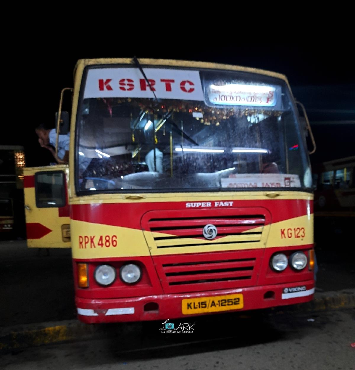 KSRTC Super Fast RPK 486 Pathanamthitta to Kanhangad Bus Timings