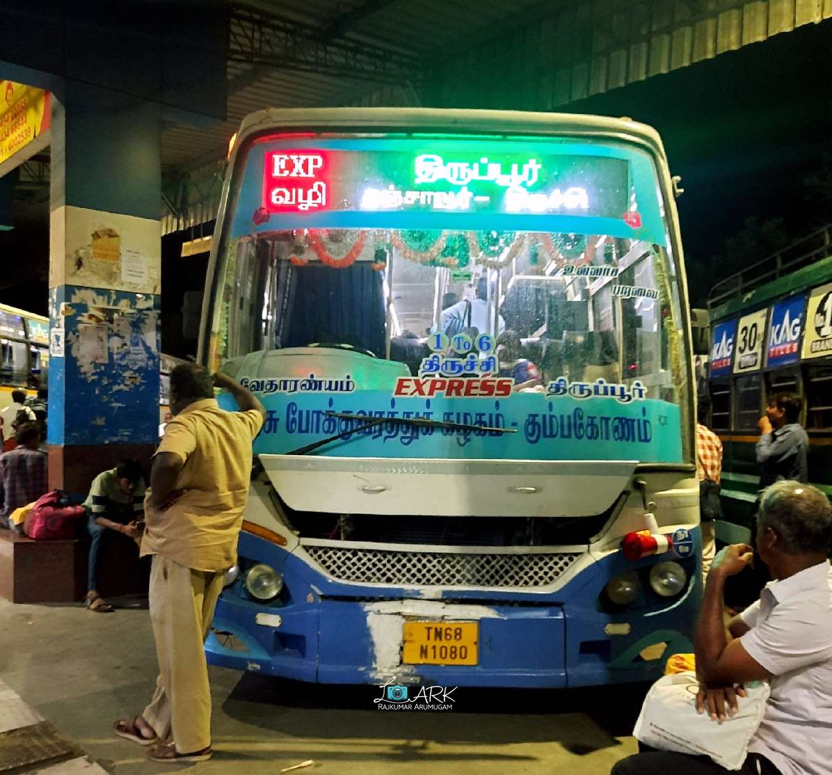 TNSTC TN 68 N 1080 Tiruppur to Vedaranyam Bus Timings