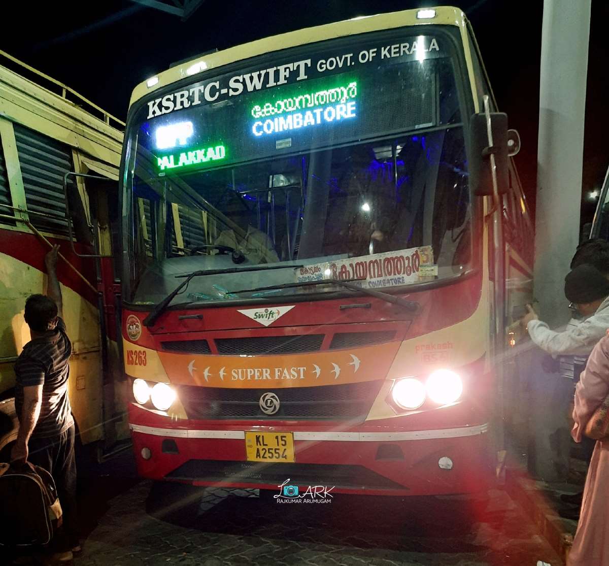 KSRTC-SWIFT Super Fast KS 236 Coimbatore to Kottarakkara Bus Timings