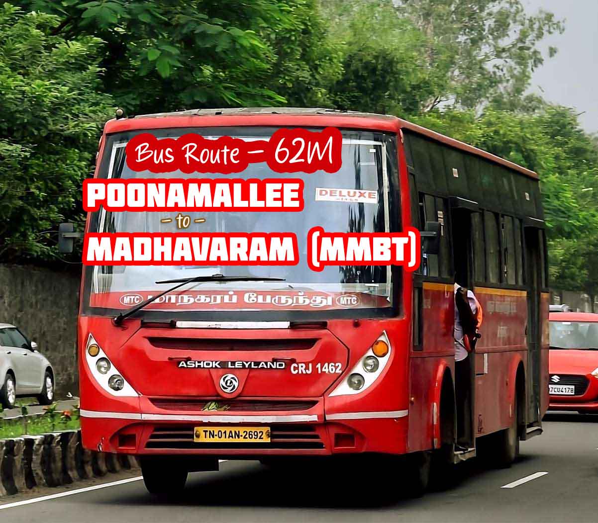 Chennai MTC Bus Route 62M Poonamallee to Madhavaram (MMBT) Bus Timings