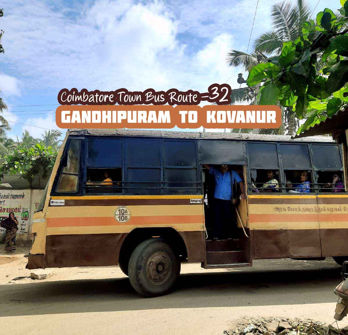 Coimbatore Town Bus Route 32 Gandhipuram to Govanur Bus Timings