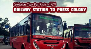 Coimbatore Town Bus Route 32A Railway Station to Press Colony Bus Timings