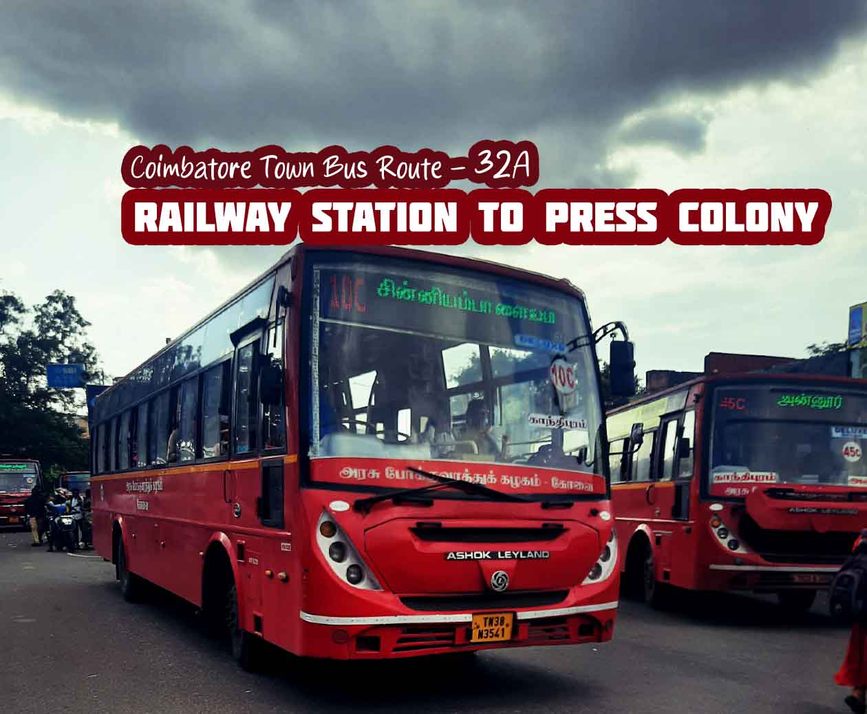 Coimbatore Town Bus Route 32A Railway Station to Press Colony Bus Timings