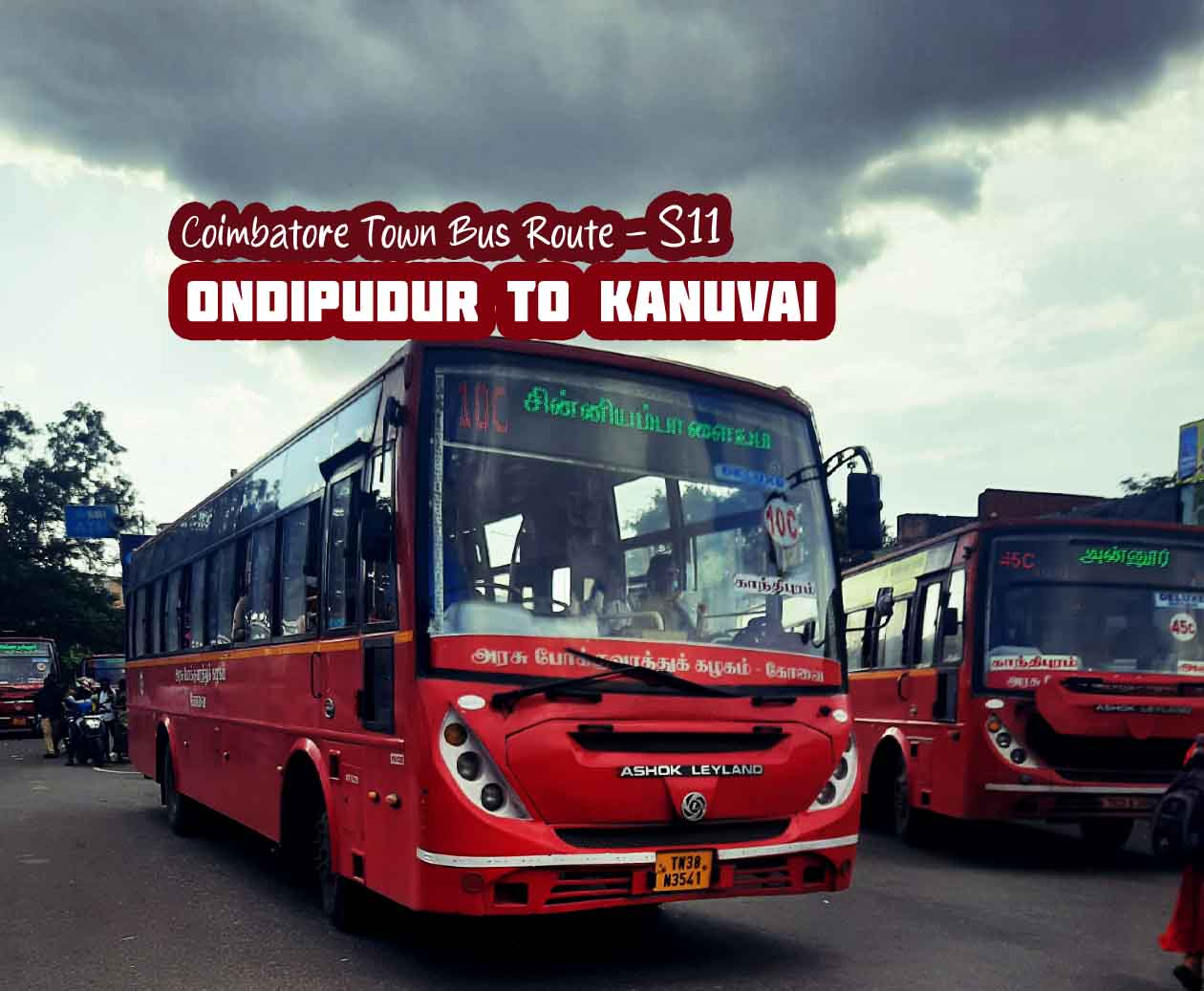 Coimbatore Town Bus Route S11 Ondipudur to Kanuvai Bus Timings