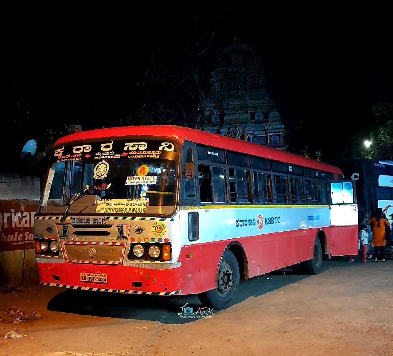 KSRTC KA-09-F-5434 Coimbatore to Krishnarajanagara (KR Nagar) Bus Timings