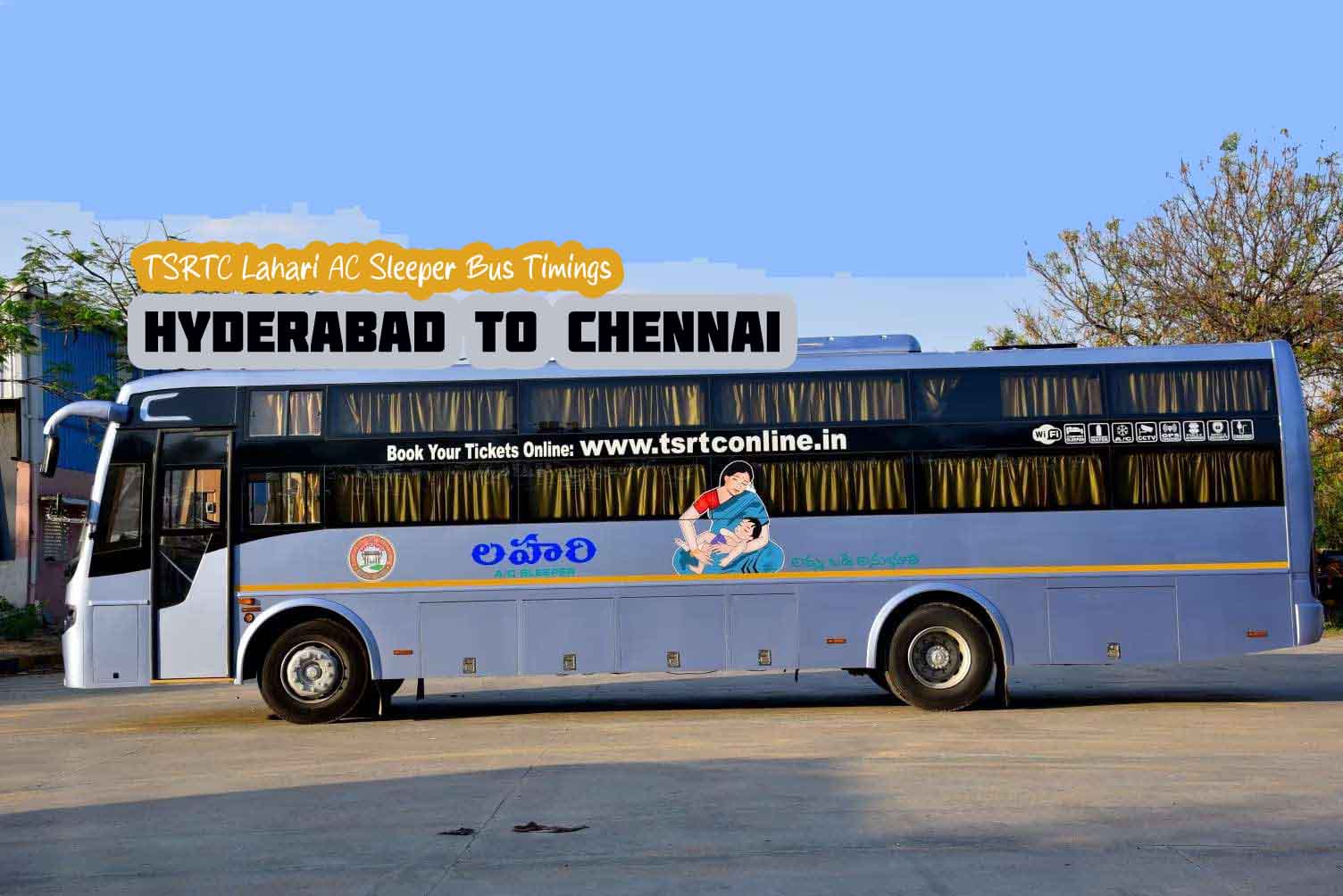 TSRTC Lahari AC Sleeper Hyderabad to Chennai Bus Timings