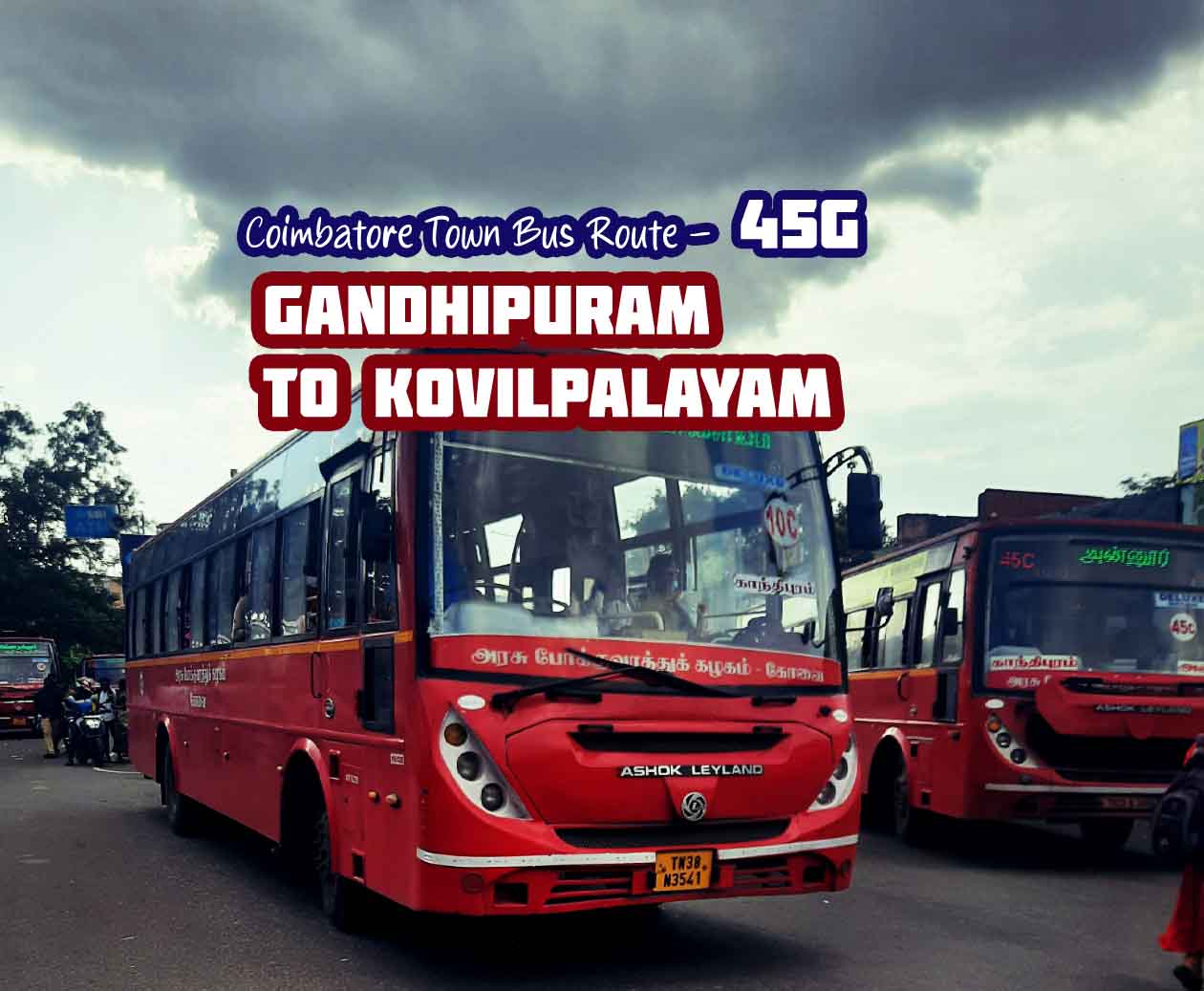 Coimbatore Town Bus Route 45G Gandhipuram to Kovilpalayam Bus Timings