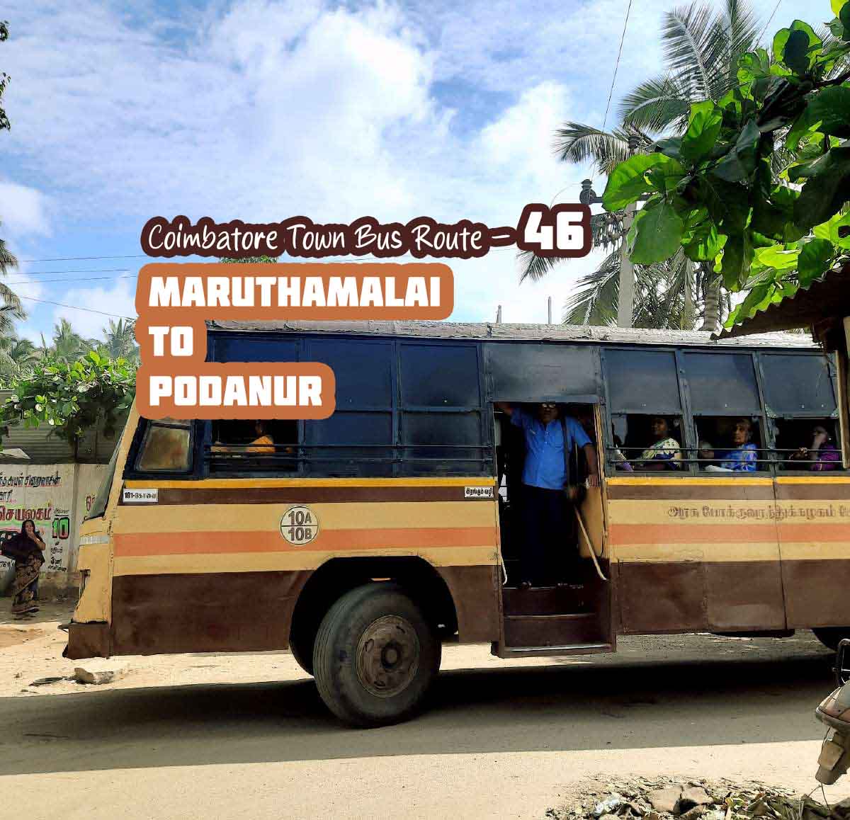 Coimbatore Town Bus Route 46 Marudhamalai to Podanur Bus Timings