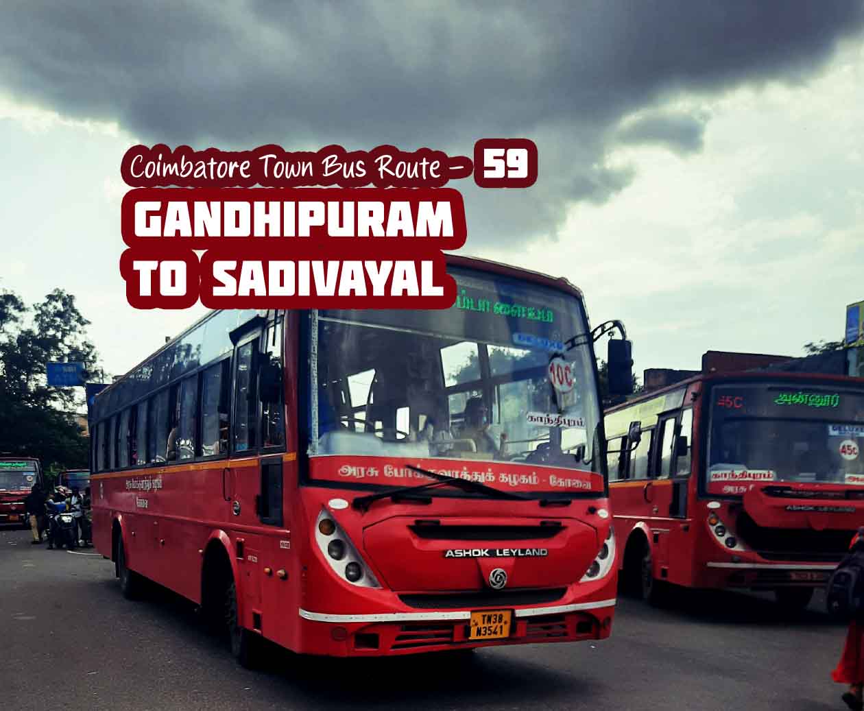 Coimbatore Town Bus Route 59 Gandhipuram to Sadivayal Bus Timings