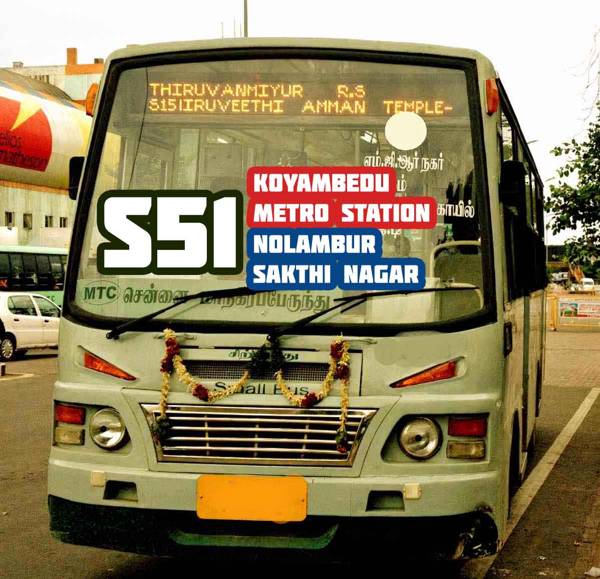 MTC Metro Feeder S51 Koyambedu to Nolambur Shakthi Nagar Mini Bus Timings