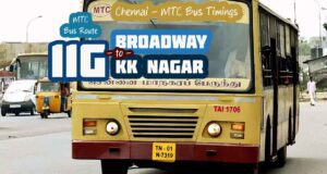 Chennai MTC Bus Route 11G Broadway to KK Nagar Bus Timings