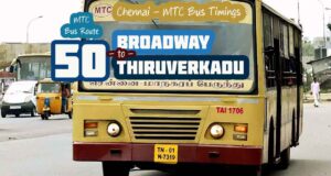 Chennai MTC Bus Route 50 Broadway to Thiruverkadu Bus Timings