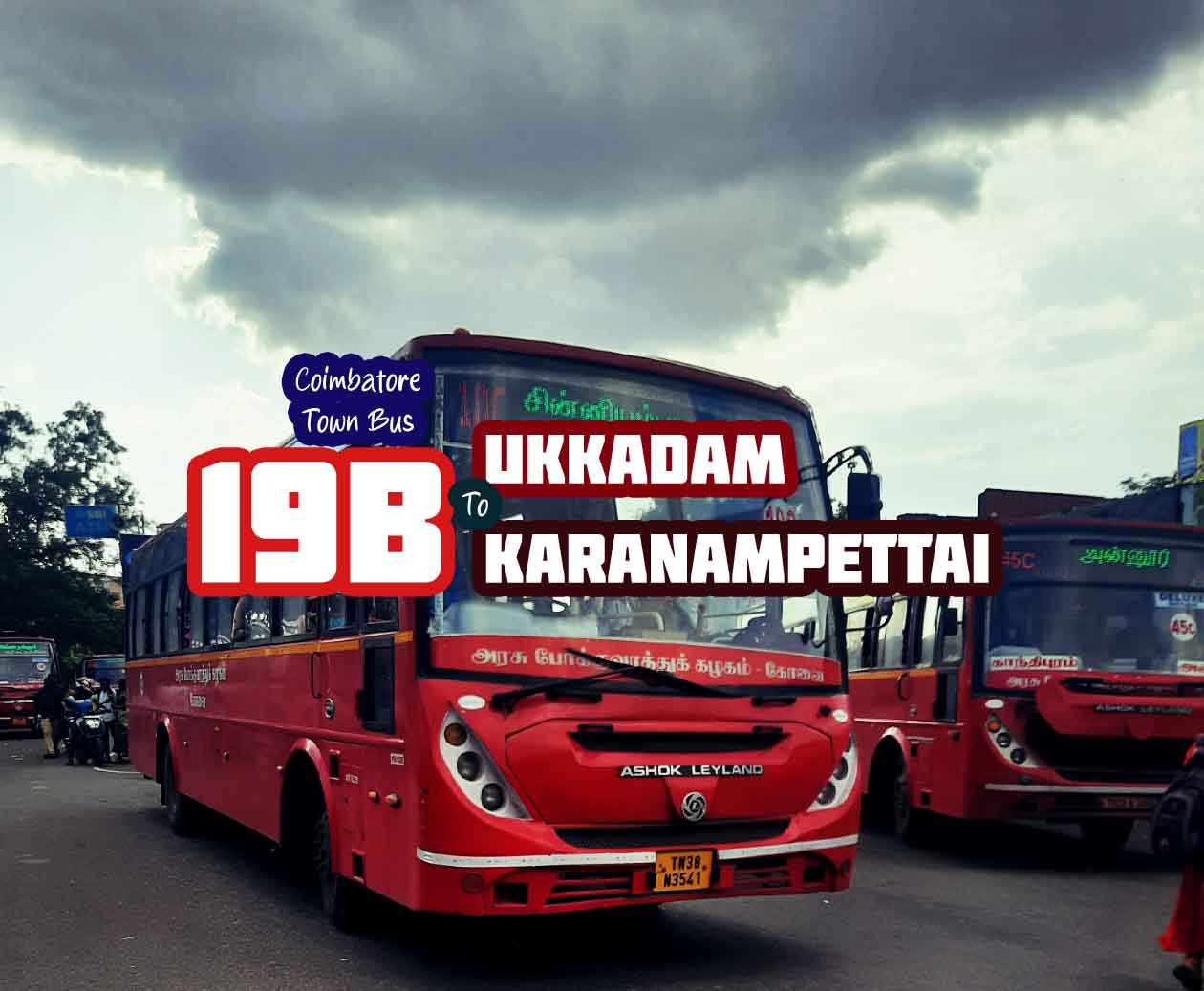 Coimbatore Town Bus Route 19B Ukkadam to Karanampettai Bus Timings