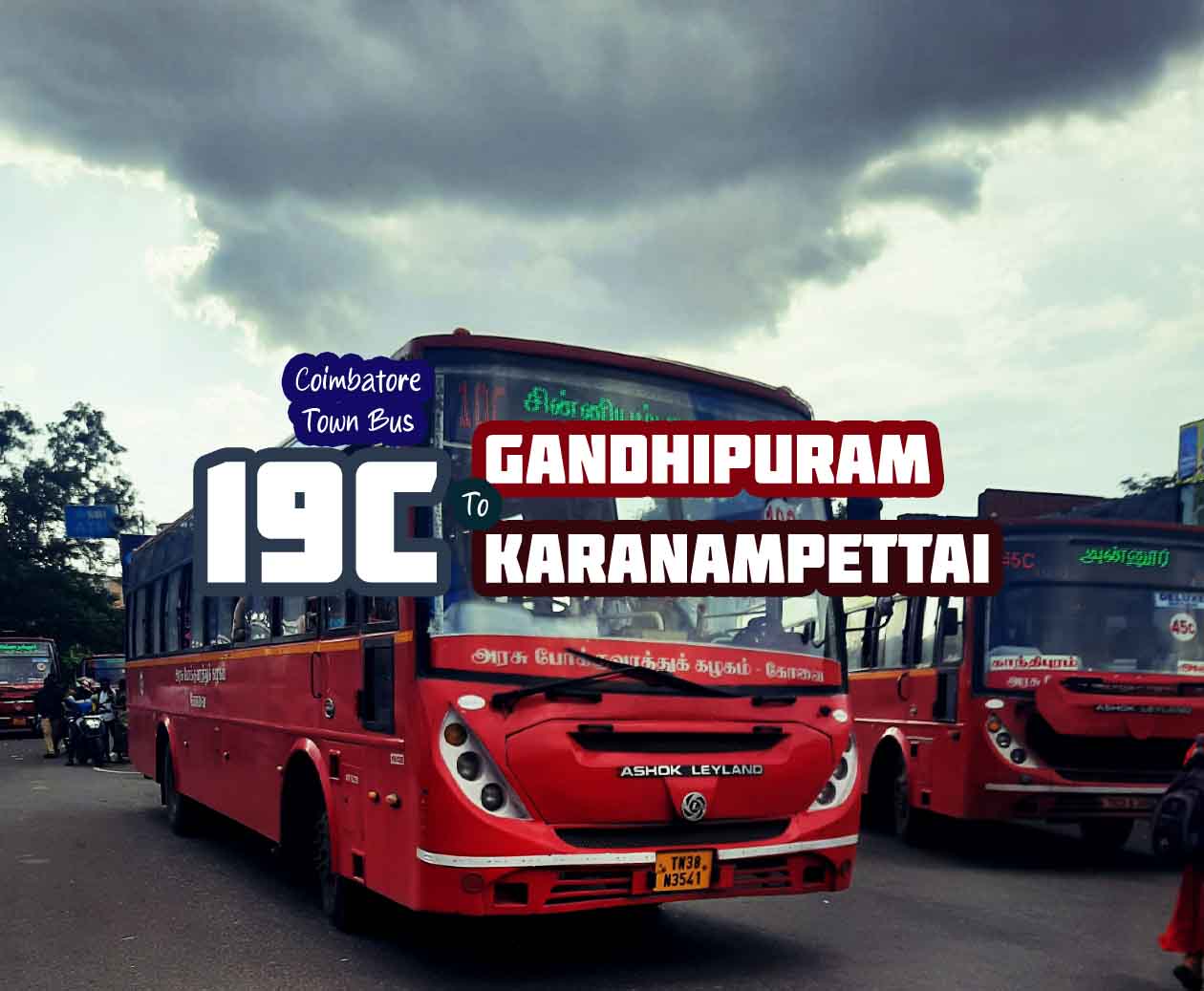 Coimbatore Town Bus Route 19C Gandhipuram to Karanampettai Bus Timings