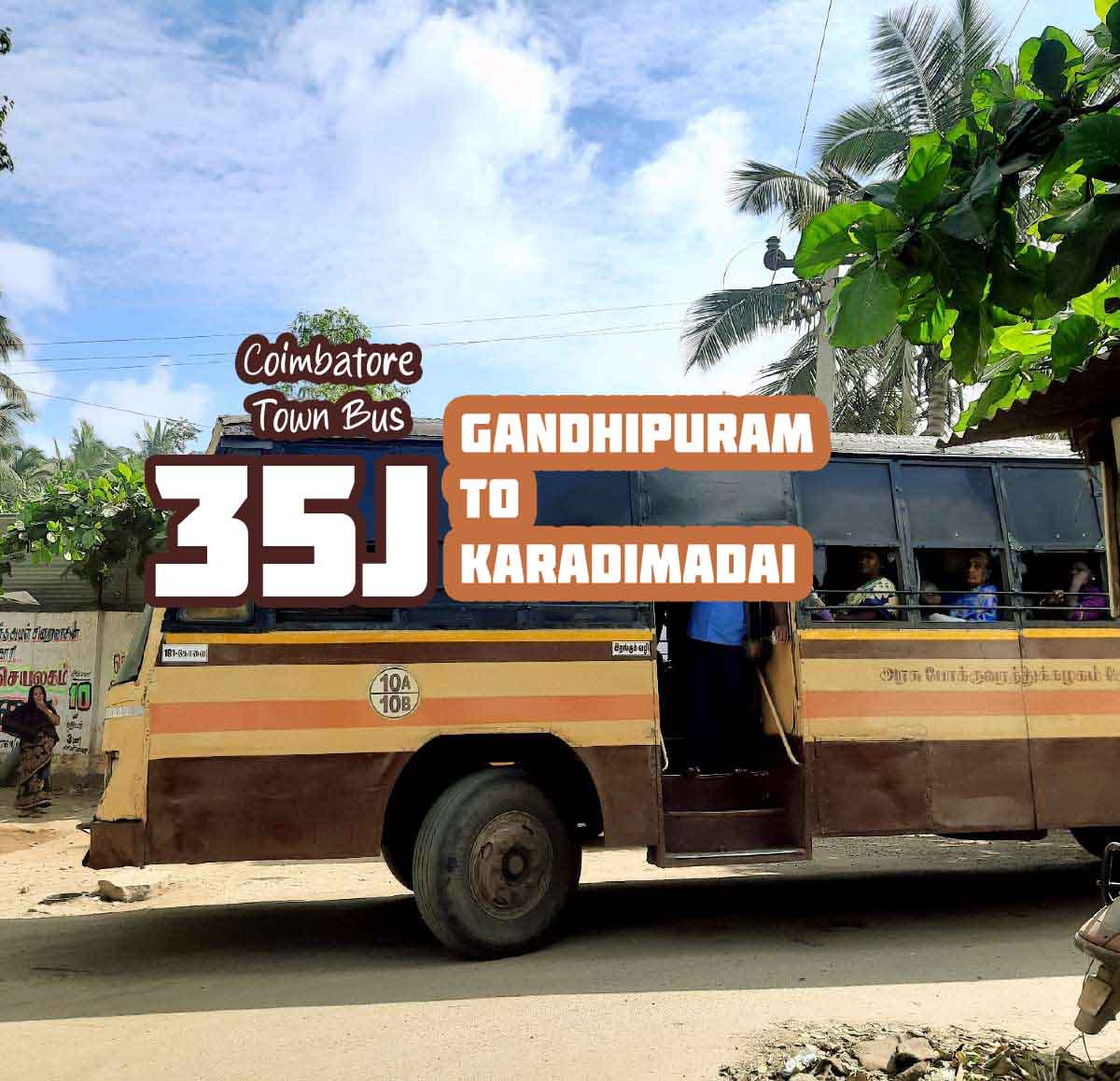 Coimbatore Town Bus Route 35J Gandhipuram to Karadimadai Bus Timings