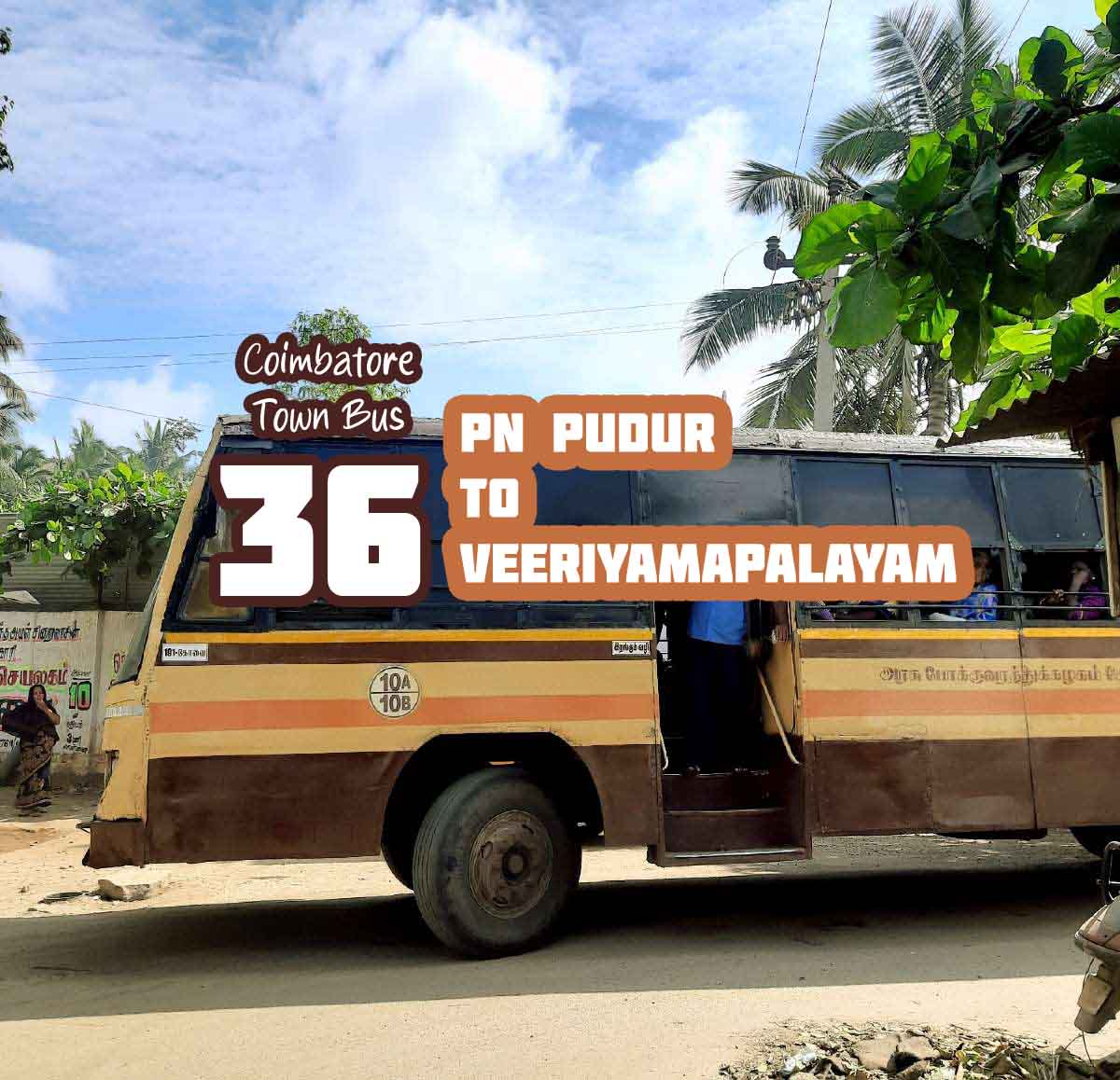 Coimbatore Town Bus Route 36 PN Pudur to Veeriyampalayam Bus Timings