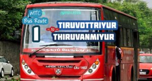 Chennai MTC Bus Route 1 Tiruvottriyur to Thiruvanmiyur Bus Timings