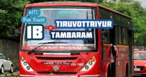 Chennai MTC Bus Route 1B Tiruvottriyur to Tambaram Bus Timings