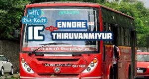 Chennai MTC Bus Route 1C Ennore to Thiruvanmiyur Bus Timings