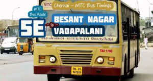 Chennai MTC Bus Route 5E Besant Nagar to Vadapalani Bus Timings