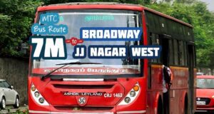 Chennai MTC Bus Route 7M Broadway to JJ Nagar West Bus Timings