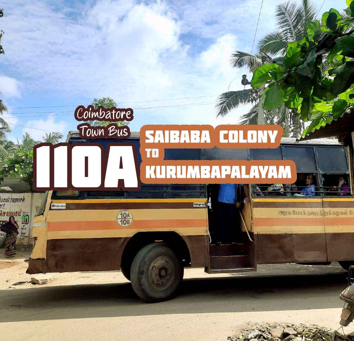 Coimbatore Town Bus Route 110A Saibaba Colony to Kurumbapalayam Bus Timings