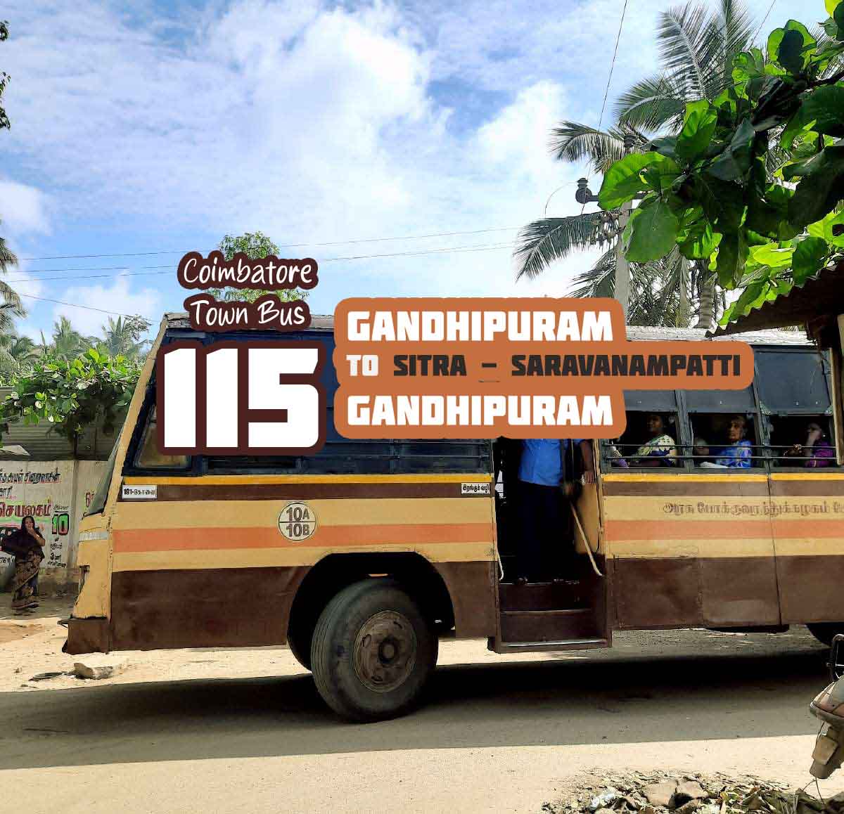 Coimbatore Town Bus Route 115 Gandhipuram to Gandhipuram Bus Timings