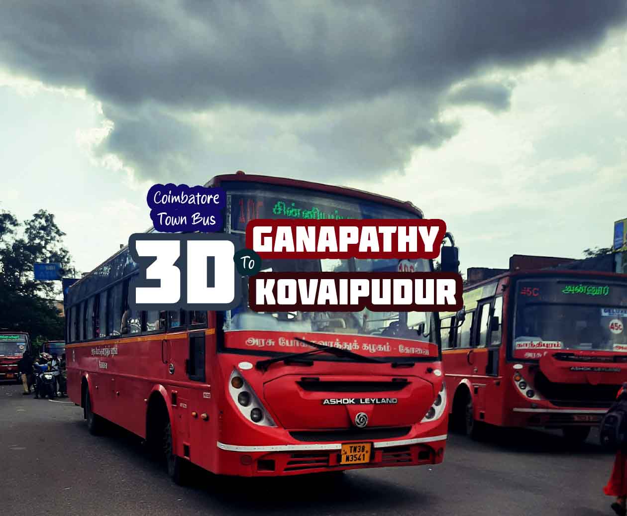 Coimbatore Town Bus Route 3D Ganapathy to Kovaipudur Bus Timings