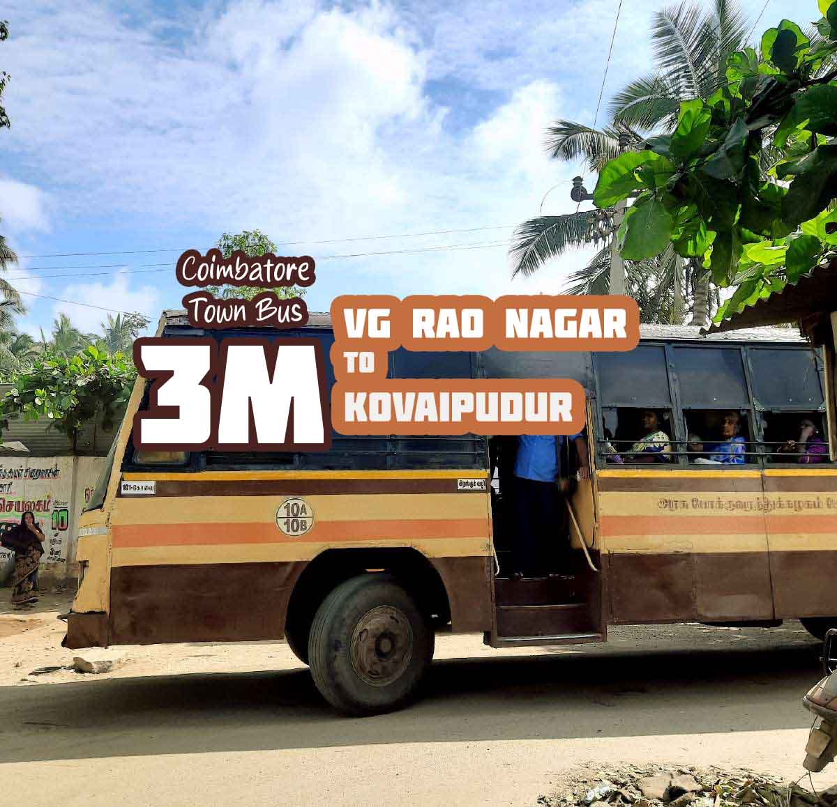 Coimbatore Town Bus Route 3M VG Rao Nagar to Kovaipudur Bus Timings