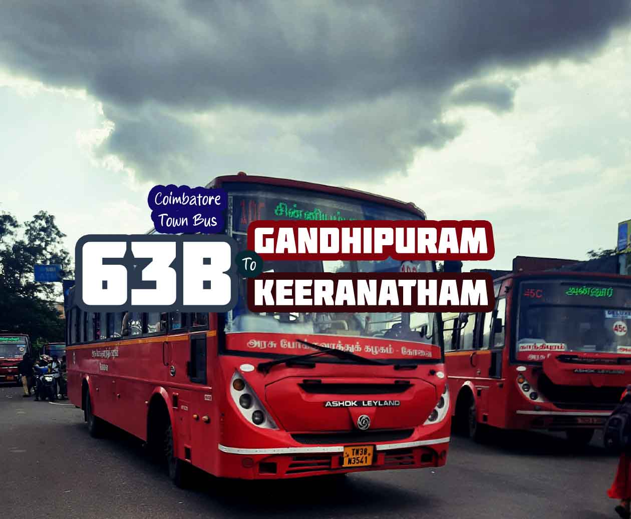 Coimbatore Town Bus Route 63B Gandhipuram to Keeranatham Bus Timings