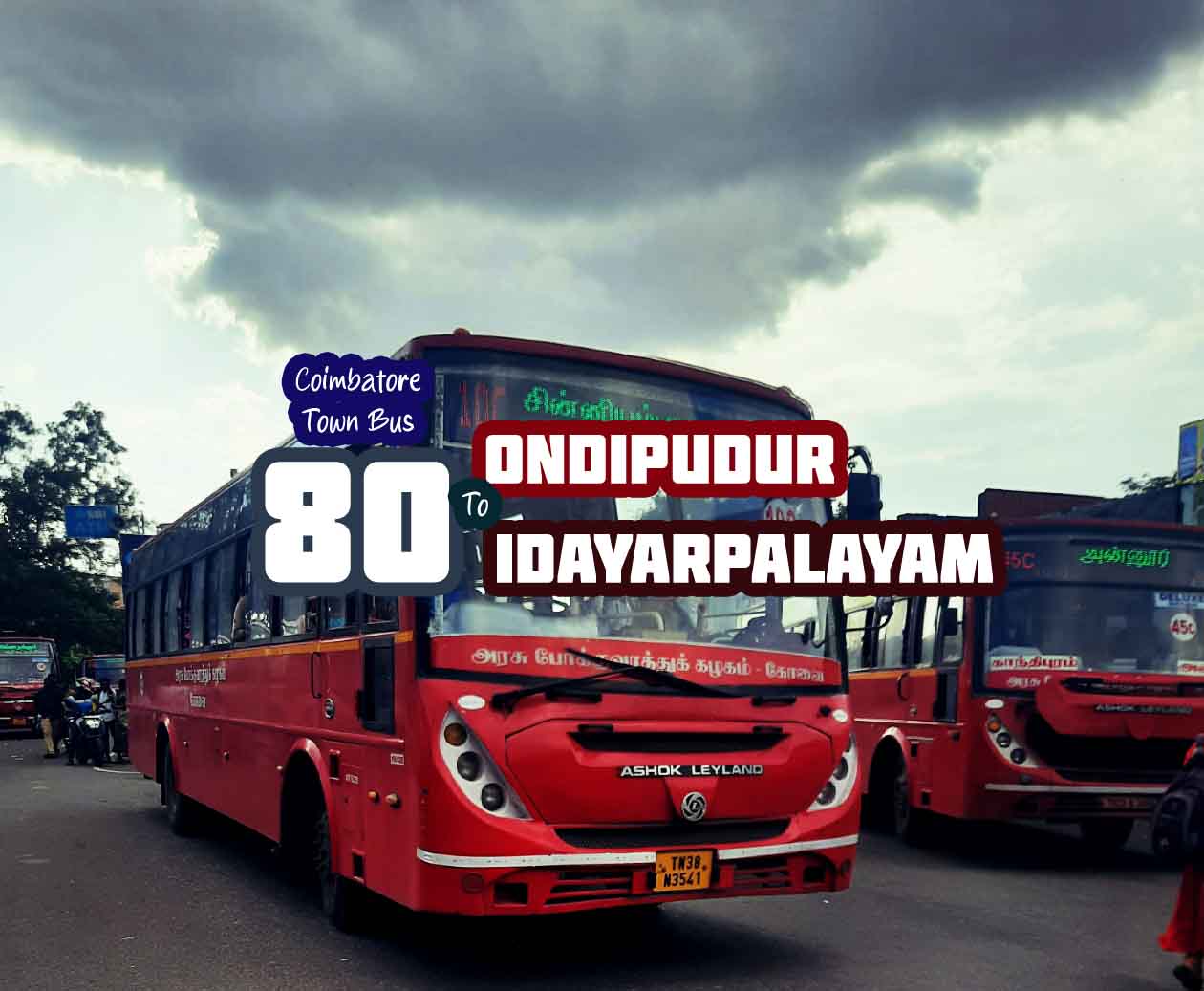 Coimbatore Town Bus Route 80 Ondipudur to Idayarpalayam Bus Timings