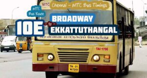 Chennai MTC Bus Route 10E Broadway to Ekkattuthangal Bus Timings