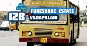 Chennai MTC Bus Route 12B Foreshore Estate to Vadapalani Bus Timings