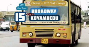 Chennai MTC Bus Route 15 Broadway to Koyambedu Bus Timings