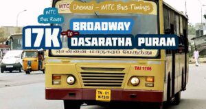 Chennai MTC Bus Route 17K Broadway to Dasaratha Puram Bus Timings