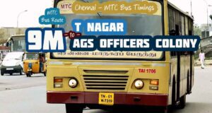 Chennai MTC Bus Route 9M T Nagar to AGS Officers Colony Bus Timings