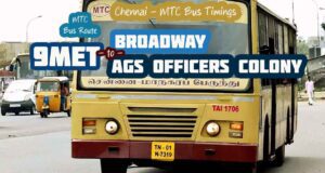 Chennai MTC Bus Route 9MET Broadway to AGS Officers Colony Bus Timings