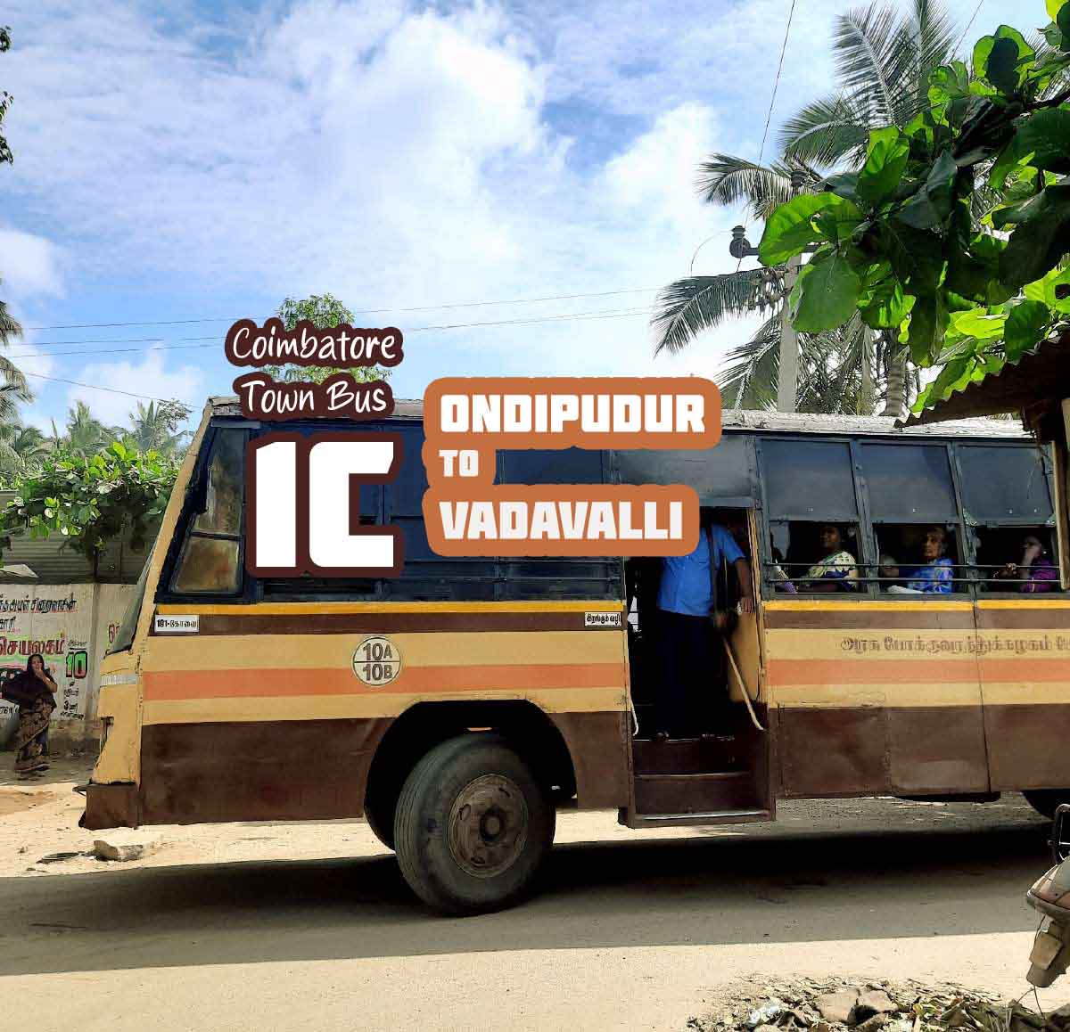 Coimbatore Town Bus Route 1C Ondipudur to Vadavalli Bus Timings