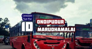 Coimbatore Town Bus Route 1D Ondipudur to Marudhamalai Bus Timings