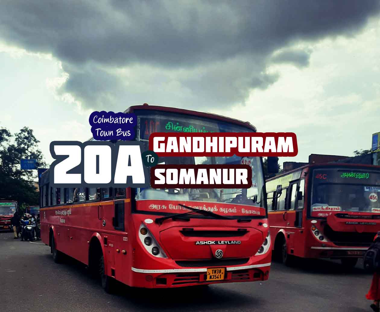 Coimbatore Town Bus Route 20A Gandhipuram to Somanur Bus Timings