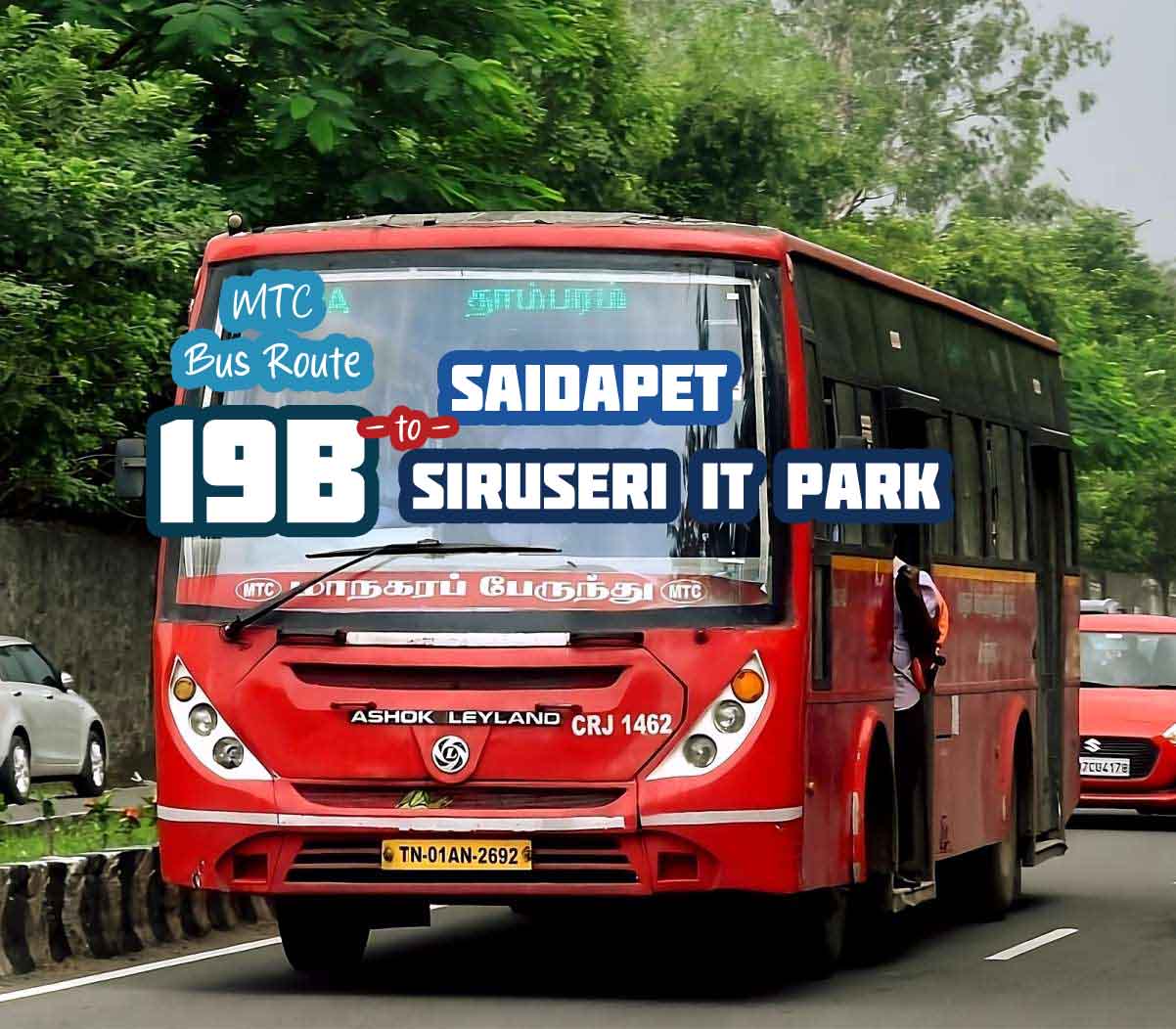 Chennai MTC Bus Route 19B Saidapet to Siruseri IT Park Bus Timings