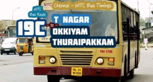 Chennai MTC Bus Route 19C T Nagar to Okkiyam Thorappakkam Bus Timings