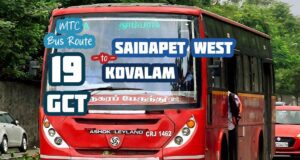 Chennai MTC Bus Route 19GCT Saidapet West to Kovalam Bus Timings