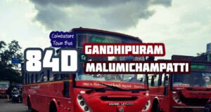 Coimbatore Town Bus Route 84D Gandhipuram to Malumichampatti Bus Timings