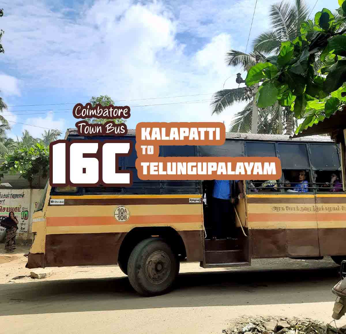 Coimbatore Town Bus Route 16C Kalapatti to Telungupalayam Bus Timings